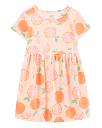 Toddler Orange Print Short-Sleeve Dress, 