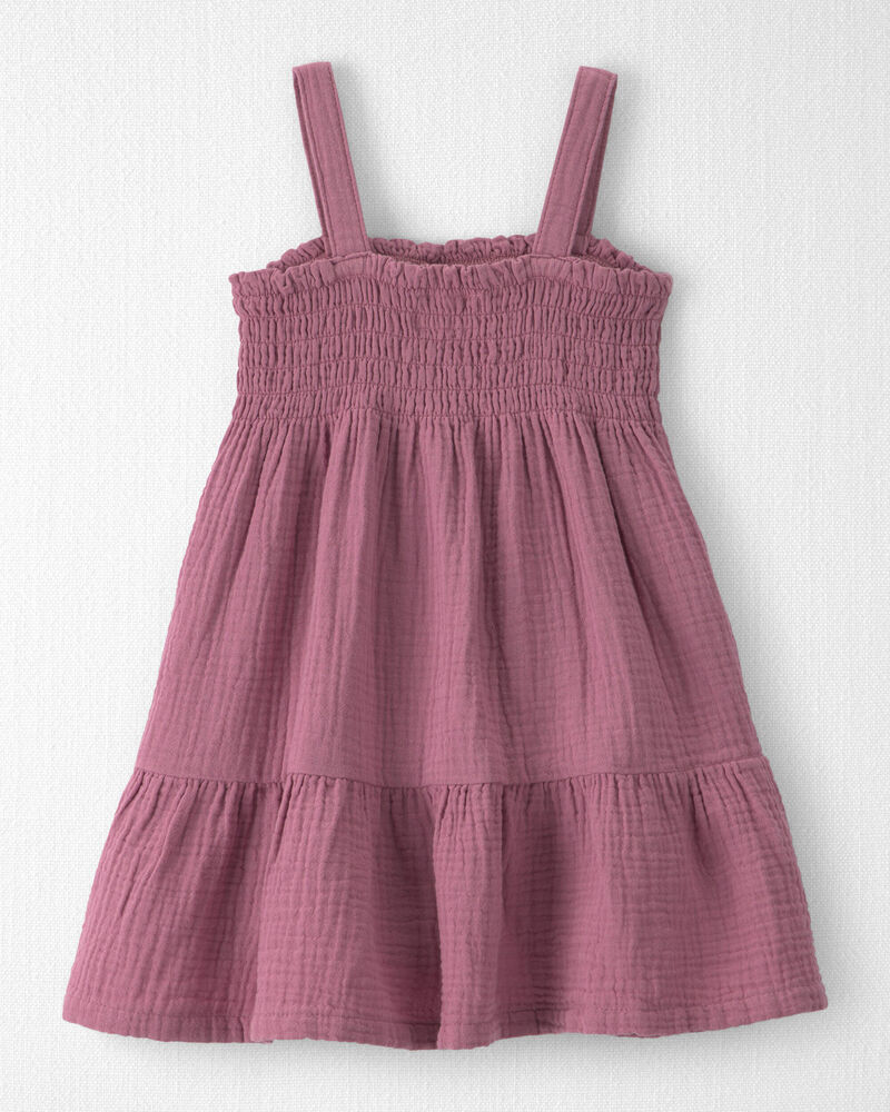 Toddler Girl Organic Cotton Smocked Gauze Dress, image 2 of 5 slides