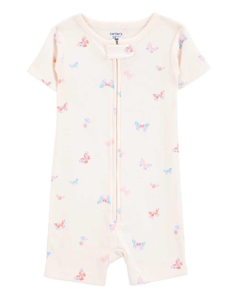 Toddler 1-Piece Butterfly 100% Snug Fit Cotton Romper PJs, image 1 of 3 slides