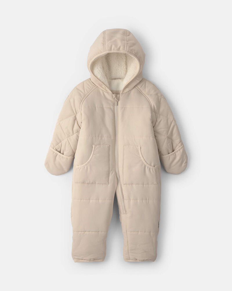 Baby Solid Quilted Pramsuit- Beige
, image 1 of 3 slides