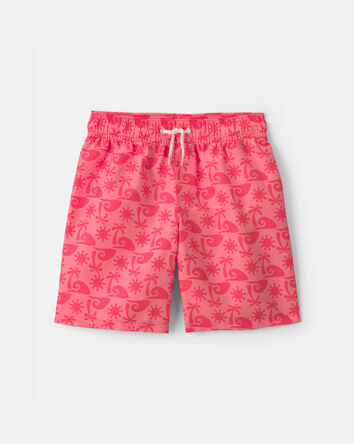 Boys Tropical Swim Trunks - Red, 
