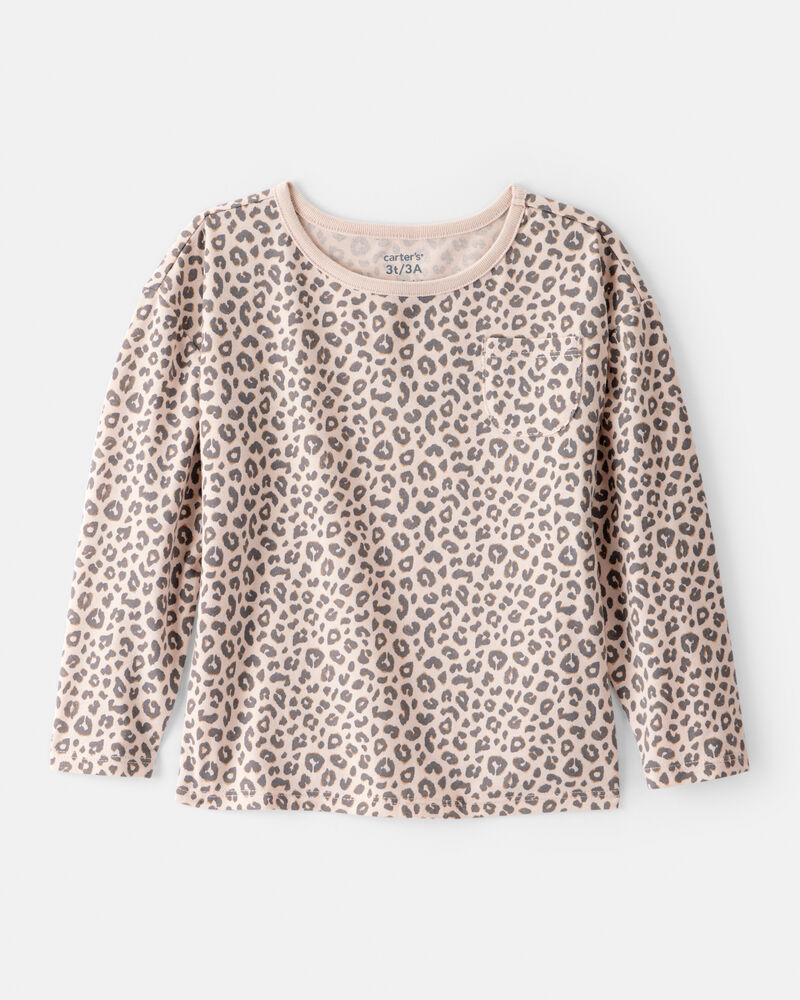 Toddler Girl Leopard Print Long-Sleeve Top - Brown, image 1 of 3 slides
