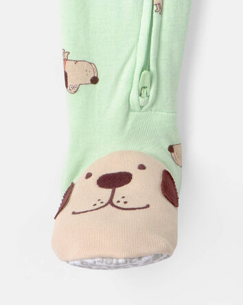 Toddler Dog 100% Cotton Snug Fit 1-Piece pyjama - Green, 