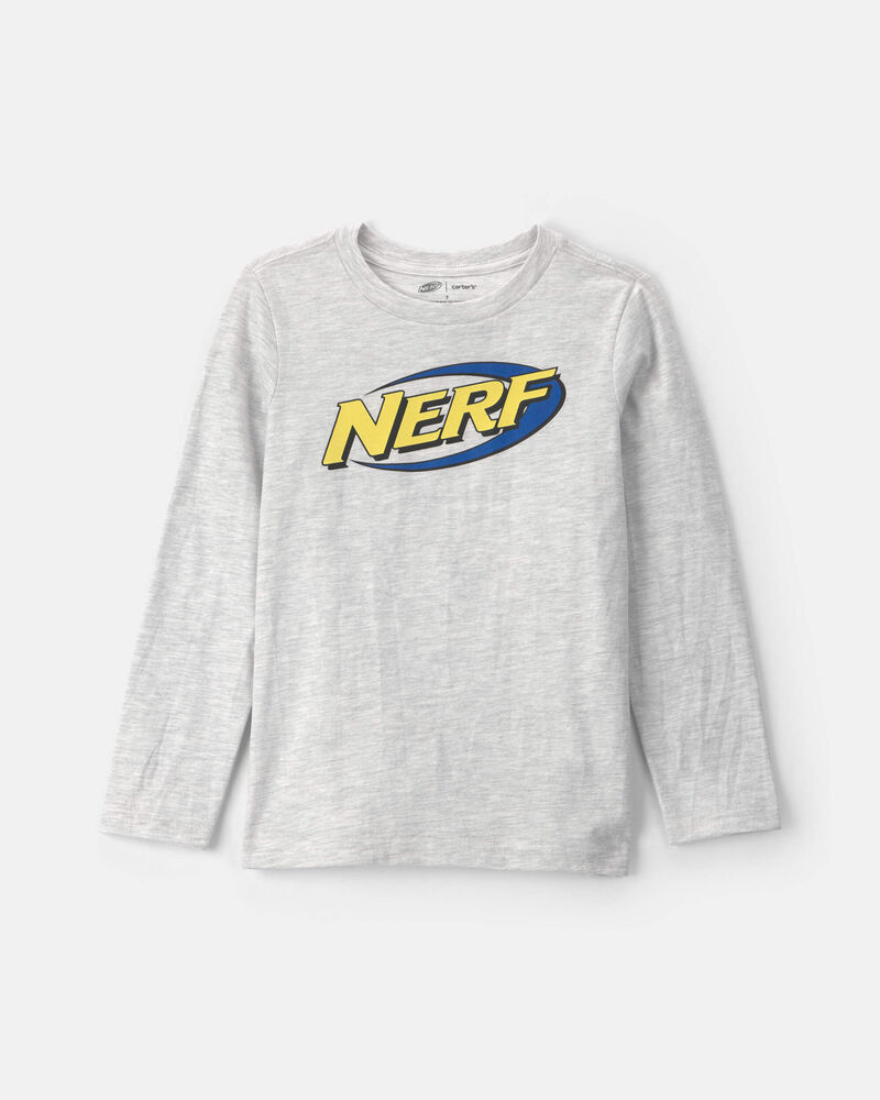 Gar&ccedil;ons - T-shirt manches longues &agrave; imprim&eacute; Nerf &ndash; Gris, image 1 sur 2 diapositives