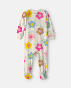 Baby Girl 1-Piece Floral 2-Way Zip DreamPlush Snug Fit Footed Pyjama, image 2 of 5 slides