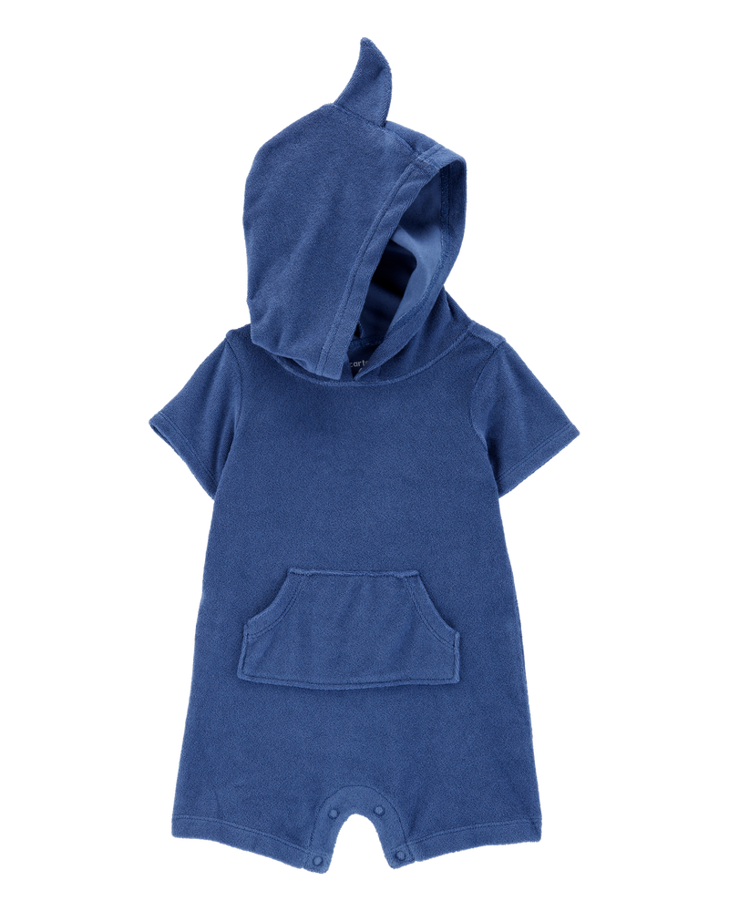 Baby Shark Hood Fastening Romper-Blue, image 1 of 3 slides