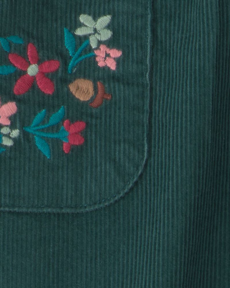 Pantalon en velours c&ocirc;tel&eacute; &agrave; jambe large &agrave; motif chien - Vert, image 5 sur 5 diapositives
