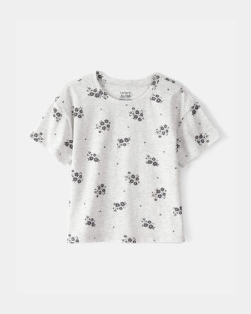 Tout-petit fille - Haut &agrave; fleurs - Gris, 