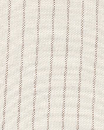 Baby 2-Piece Striped Linen Look-alike Shirt & Pull-On Pant Set - Ivory/Brown, 