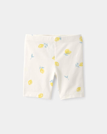 Toddler Girl Lemon Bike Shorts - Cream, 