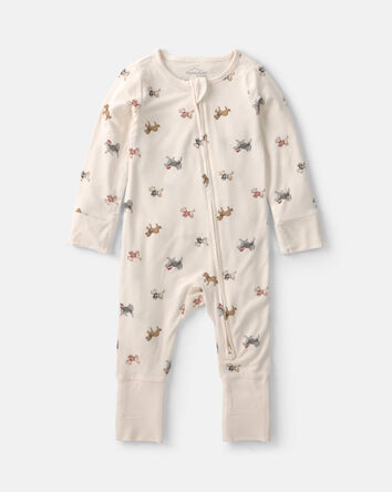 B&eacute;b&eacute; - Grenouill&egrave;re PurelySoft &agrave; fermeture &agrave; glissi&egrave;re double sens et motif chien &ndash; Cr&egrave;me, 