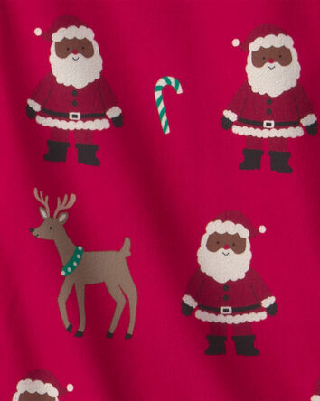 Adult 2-Piece Brown Santa Christmas Fleece Loose Fit Pyjama Set - Red, 