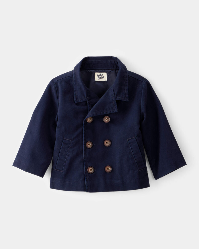 Baby Twill Long-Sleeve Button-Down Jacket - Navy, image 1 of 3 slides