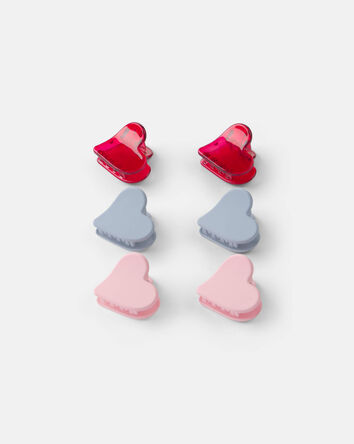 Toute-petit fille - Emballage 6 pinces &agrave; cheveux en c&oelig;ur &ndash; Rouge/Bleu/Rose, 