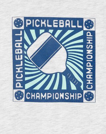 Kid PickleBall Print Short-Sleeve Graphic Tee - Grey, 