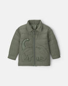 Dinosaur Puffer Jacket - Olive Green, image 1 of 4 slides