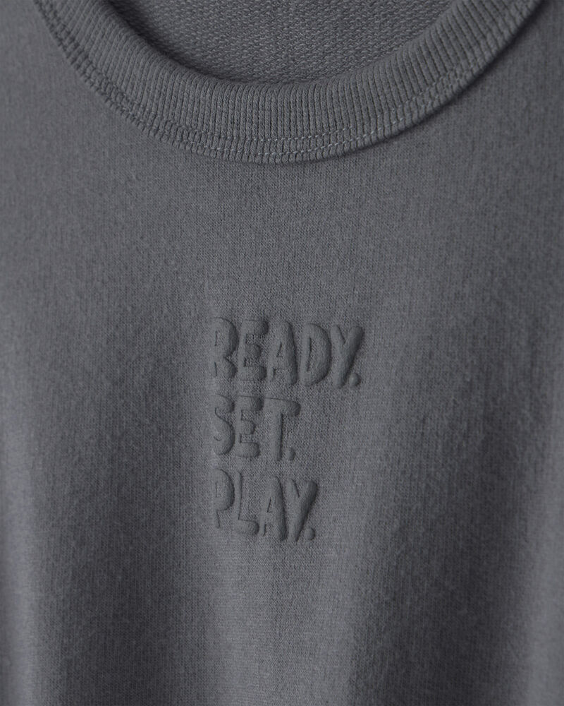 Toddler Girl 'Ready Set Play' French Terry Pullover Sweatshirt - Grey, image 2 of 4 slides