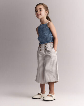 Toddler Girl Sailor Pant in Stripes - Cream/Grey, 