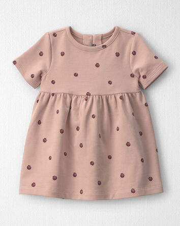 Baby Girl Organic Cotton French Terry Dress in Apples, 