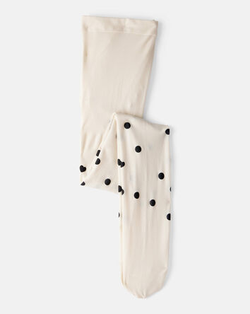 Filles - Collants &agrave; pois - Cr&egrave;me, 
