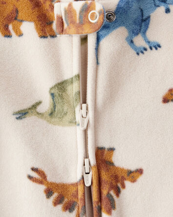 B&eacute;b&eacute; gar&ccedil;on - Grenouill&egrave;re ample &agrave; manches longues et motif dinosaure - Blanc, 