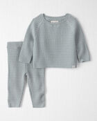 Baby 2-Piece Organic Cotton Cable Sweater Knit Top & Pant Set, image 1 of 4 slides