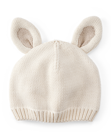 Baby Crochet Easter Bunny Cap - White, 