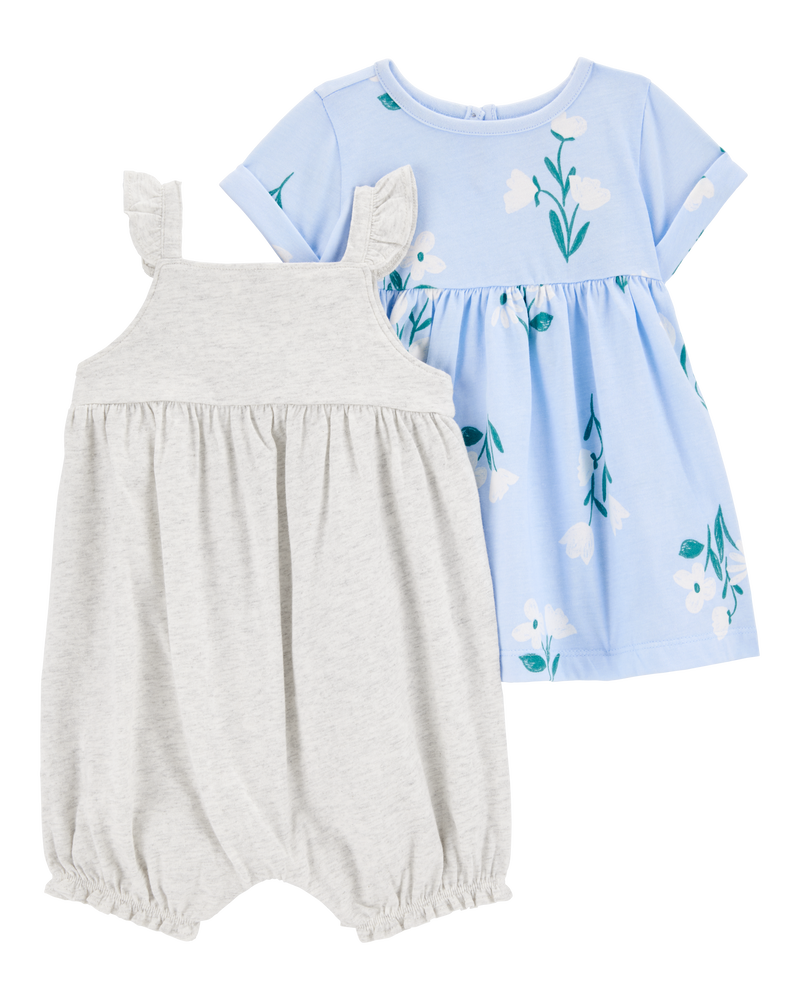 Baby Girl 2-Piece Floral Dress & Romper Set, image 1 of 6 slides