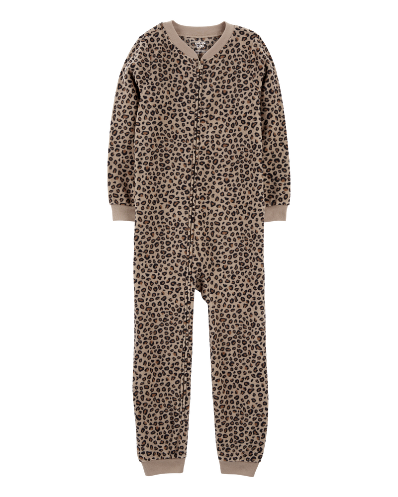 Kid 1-Piece Cheetah Print Fleece Footless Pyjamas
, image 1 of 3 slides
