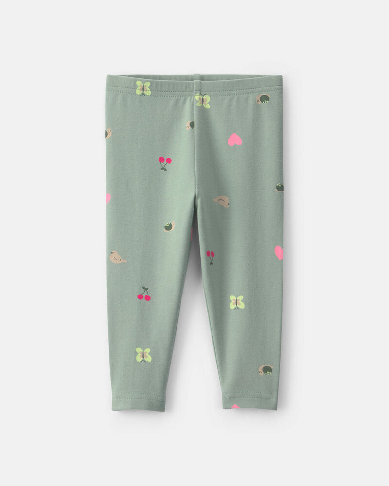 Baby Girl Butterfly Pull-On Stretch Leggings - Green, image 1 of 4 slides