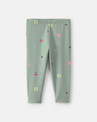 Baby Girl Butterfly Pull-On Stretch Leggings - Green, image 1 of 4 slides