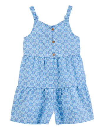 Toddler Tropical Print Button-Front Romper - Blue, 