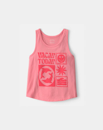 Girls 'Vacay Today' Beach Graphic Tank - Pink, 