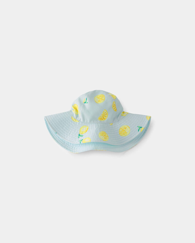 Toddler Girl Reversible Lemon Swim Hat - Blue, image 1 of 4 slides