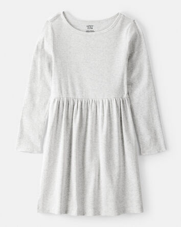 Filles - Robe à manches longues en coton - Gris, 