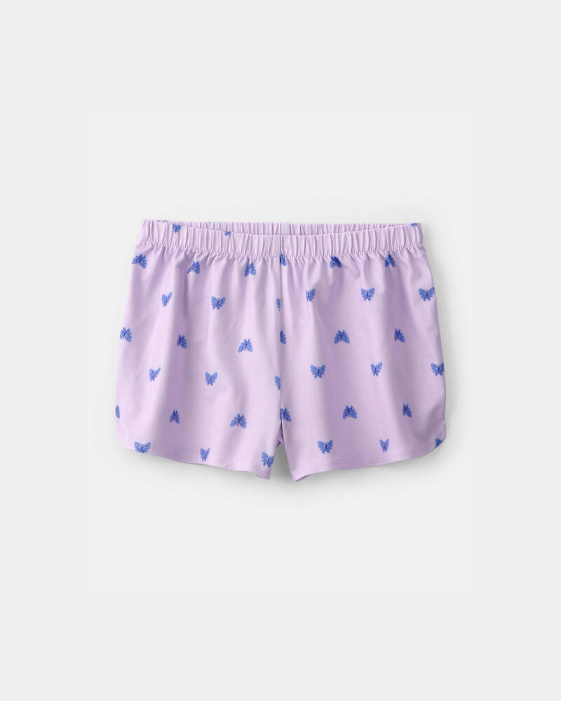 Girls Butterfly Short-Sleeve Loose Fit 2-Piece pyjama Set - Purple, image 2 of 5 slides