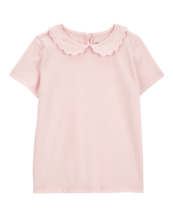 Haut &agrave; manches courtes &agrave; encolure festonn&eacute;e pour toutes-petites - Rose, 