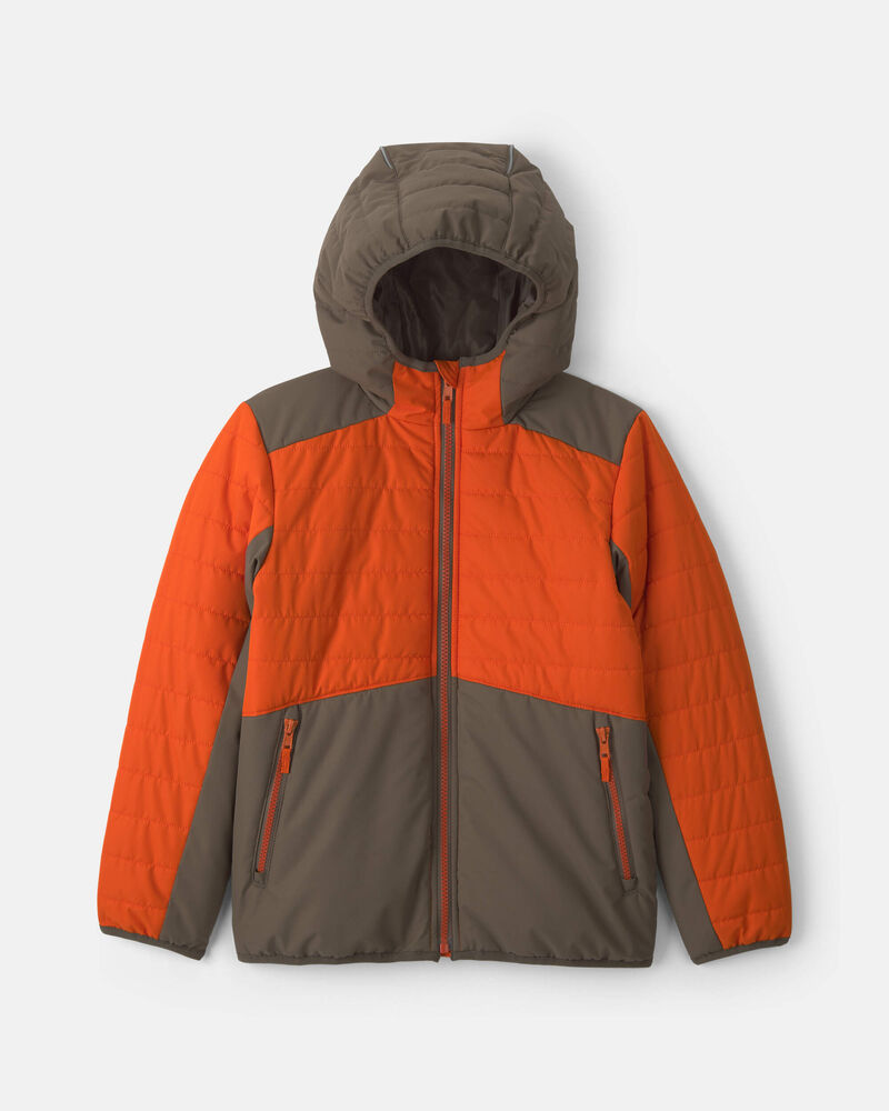 Boys Quilted Mid Weight Jacket- Orange, image 1 of 3 slides