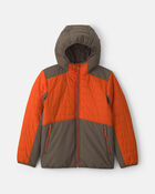 Boys Quilted Mid Weight Jacket- Orange, image 1 of 3 slides