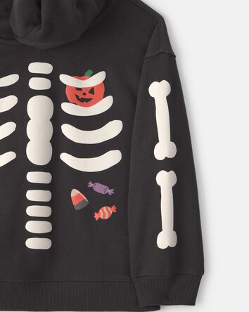 Tout-petit gar&ccedil;on - Chandail &agrave; capuchon &agrave; squelette d&rsquo;Halloween &ndash; Noir/Blanc, 