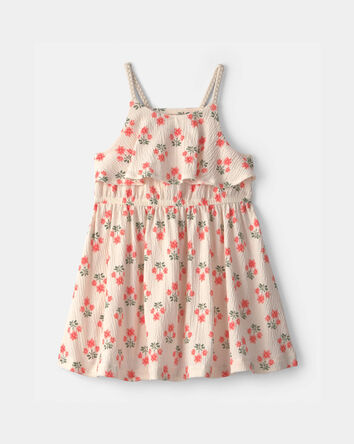 Tout-petit fille - Robe &agrave; volants &agrave; motif floral - Cr&egrave;me, 