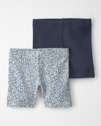 Tout-petit fille - Emballage de 2 shorts en coton biologique c&ocirc;tel&eacute;, 