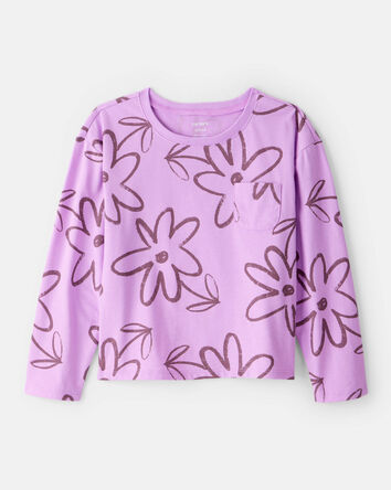 Filles - Haut à poche à motif floral - Mauve, 