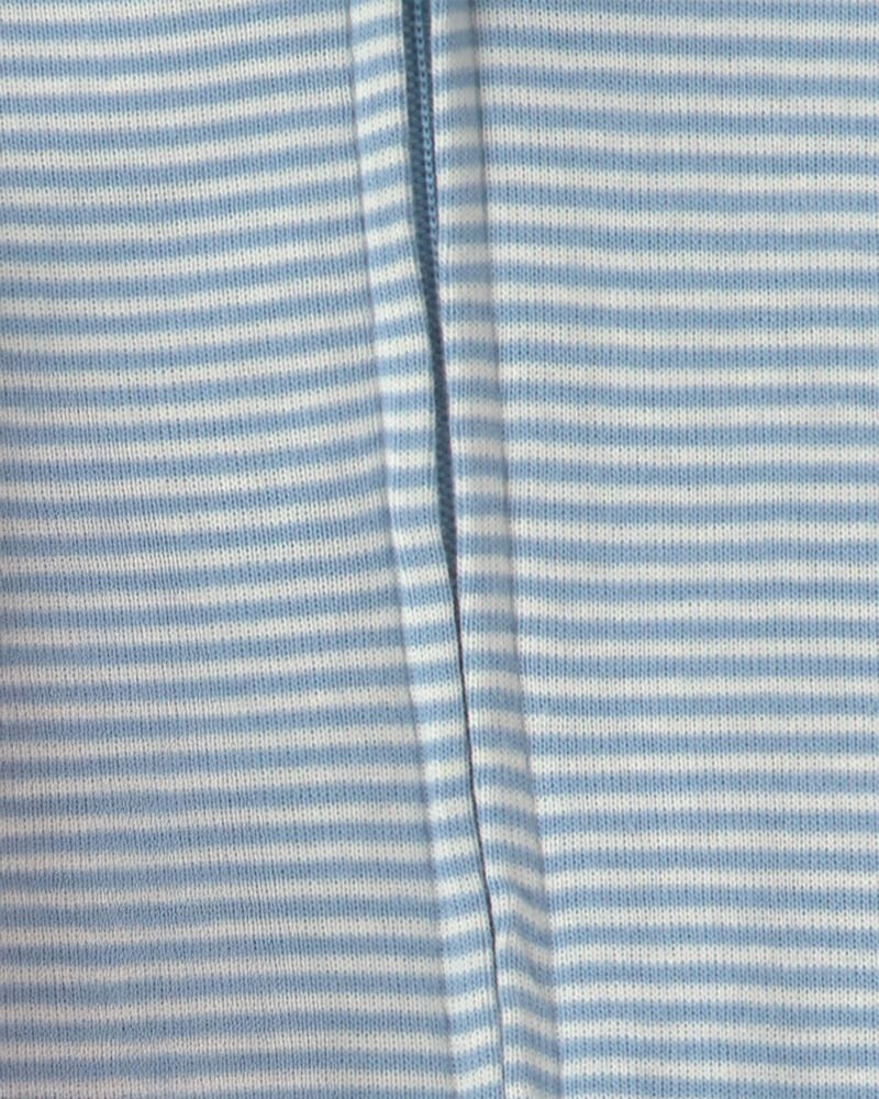 Baby Boy 2-Pack Snug Fit Sleepers Stripe and Dino - Blue, image 4 of 5 slides