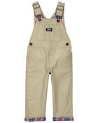 Toddler Classic Plaid-Lined Canvas Overalls, image 1 of 4 slides