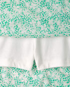 Filles - Ensemble 2 pi&egrave;ces haut sans manches et jupe-short &agrave; fleurs - Vert/Ivoire, image 2 sur 4 diapositives