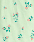 Girls Strawberry 100% Cotton Snug Fit 4-Piece Pyjama Set - Green/Pink, image 3 of 5 slides