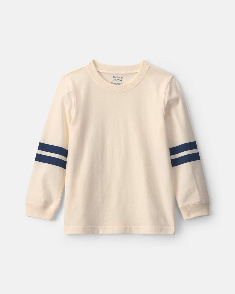 Toddler Boy Striped Long-Sleeve T-Shirt - Cream/Navy Blue, image 1 of 3 slides