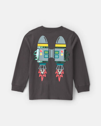 T-shirt manches longues &agrave; imprim&eacute; fus&eacute;e de l&rsquo;espace dinosaure pour tout-petit - Gris, 