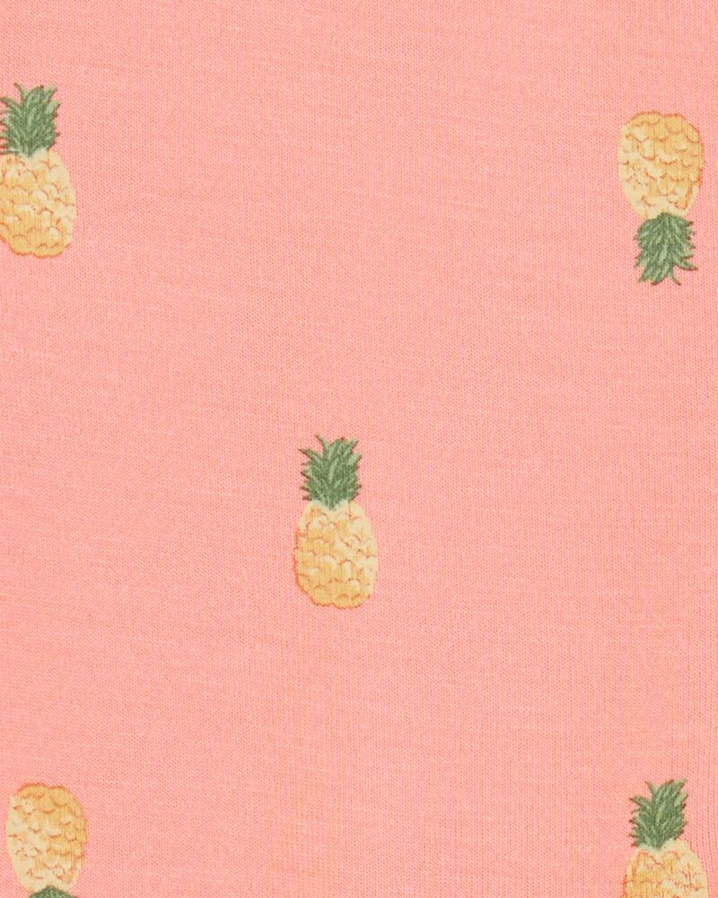 Baby Girl Pineapple Print 2-Way Zip PurelySoft Convertible Foot Sleeper Pyjamas - Coral, image 4 of 7 slides